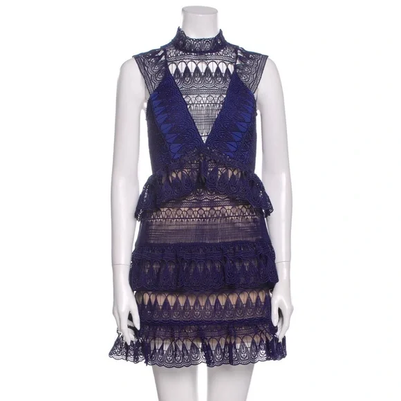 Self-Portrait | Dresses | Nwot Selfportrait Mock Neck Purple Lace Dress |  Poshmark